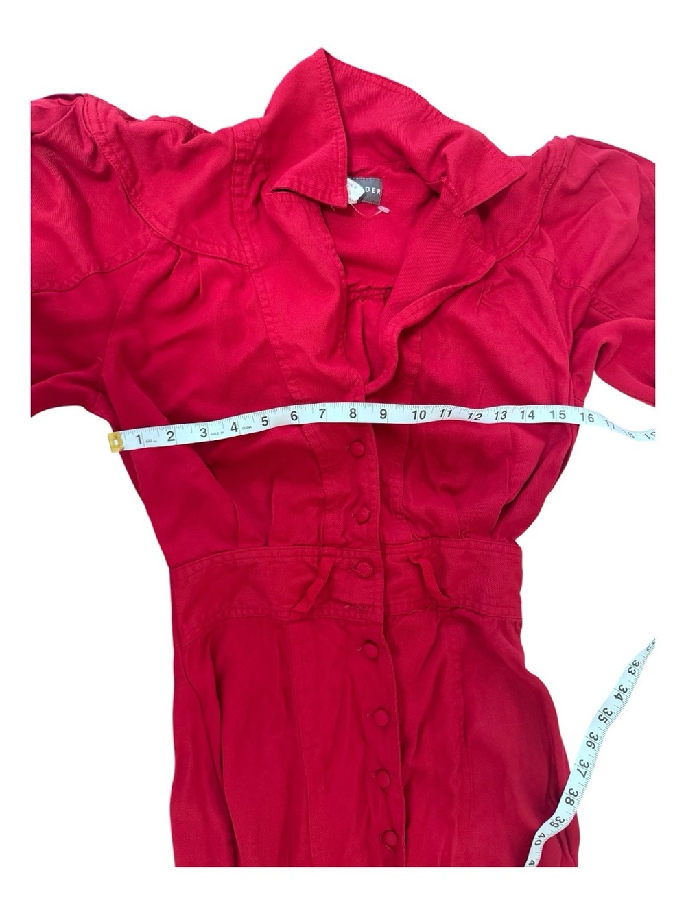 Button-Front Maxi Dress in Raspberry Red - Picture 3 of 7